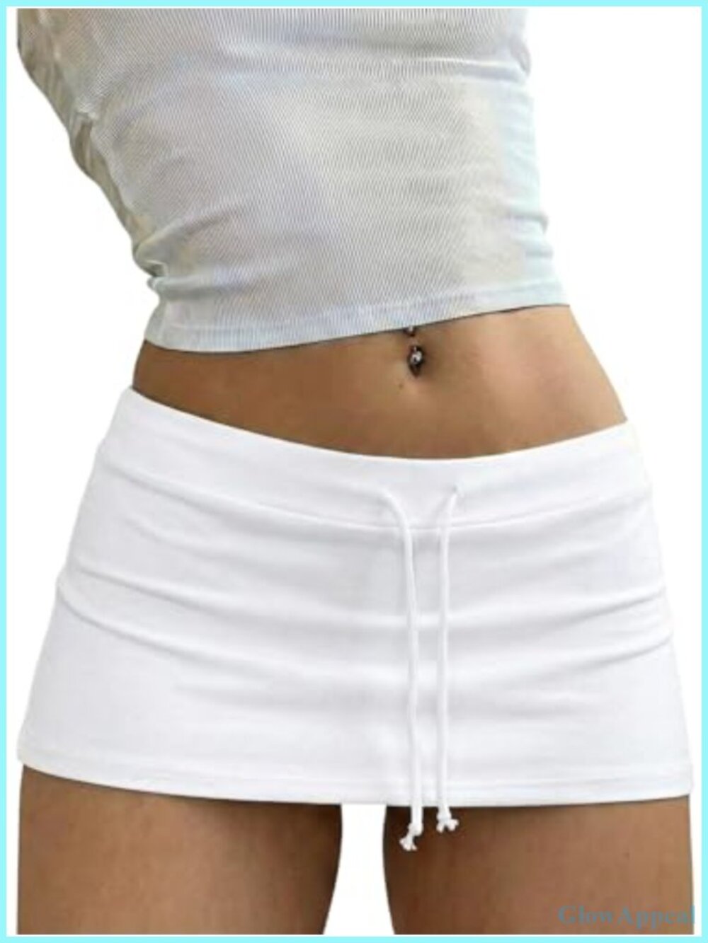 Y2K Bodycon Mini Skirt with Side Slit, Extra Short, Drawstring Waist